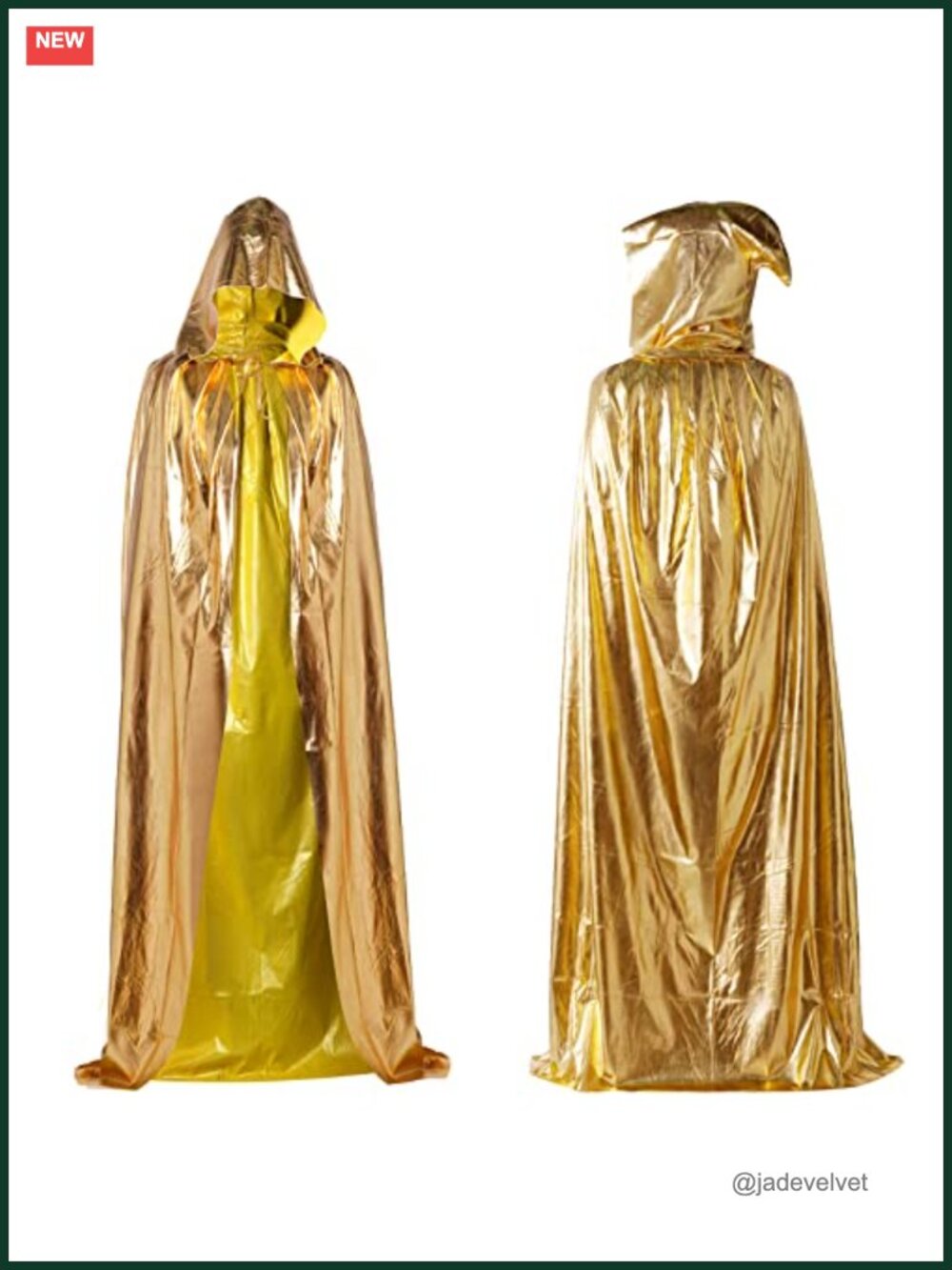 Full Length Hooded Cloak Cape with Crescent Moon, Wizard Halloween Costume
